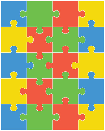 Illustration of colorful shiny puzzle, separate piecesのイラスト素材
