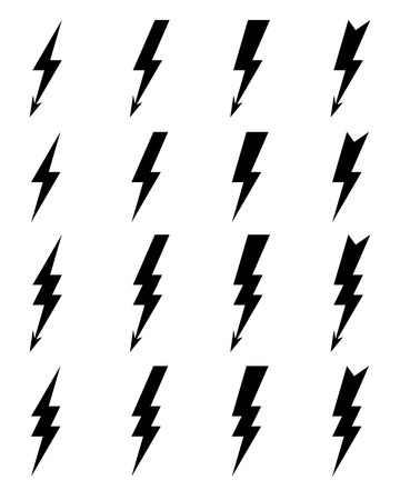 Black thunder lighting bolt Icons, vectorのイラスト素材