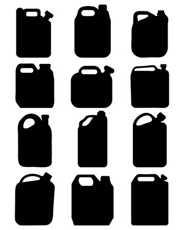 Black silhouettes of different canisters, vectorのイラスト素材