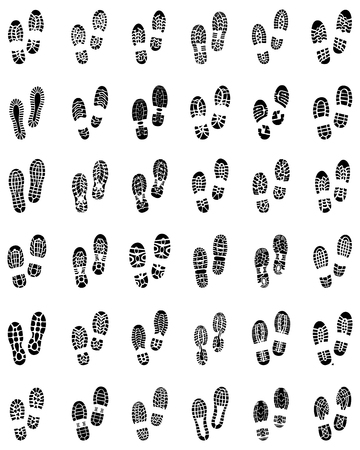 Various black prints of shoes, vectorのイラスト素材