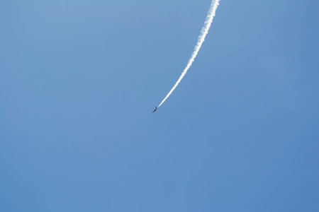 Russian military airplane in blue sky
