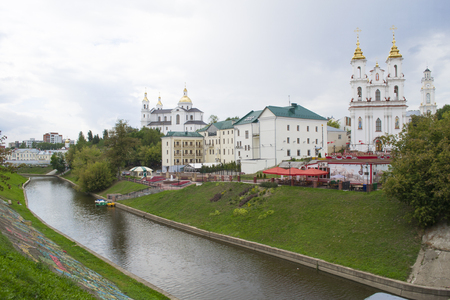 Resurrection Church, The Cathedral of the assumption, Vitba river and cafe Duke Algirdas in Vitebsk city, Belarus (resurrection square, 1)のeditorial素材