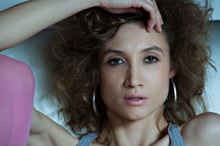 young woman portrait, indoor shotの写真素材