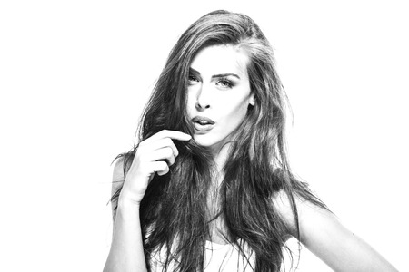 bw portrait of beautiful womanの写真素材