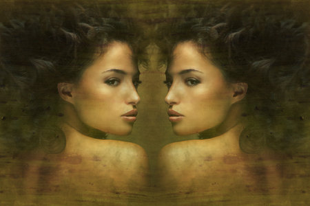 wild beautiful black hair woman artistic portrait