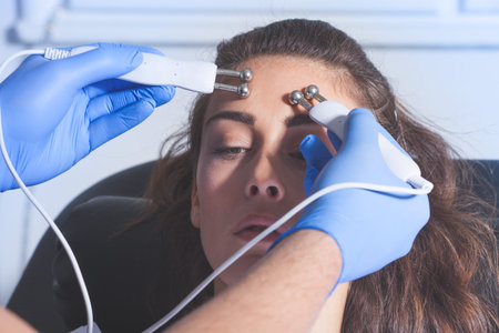 woman face treatment at medical spa center