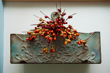home decoration idea diy iron pot painted and decorated  closeupの写真素材