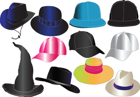hats in color collectionのイラスト素材
