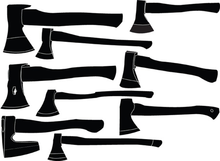 collection of wood axe silhouette - vectorのイラスト素材