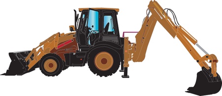 Excavator Machine sillhouette ilustratitionのイラスト素材
