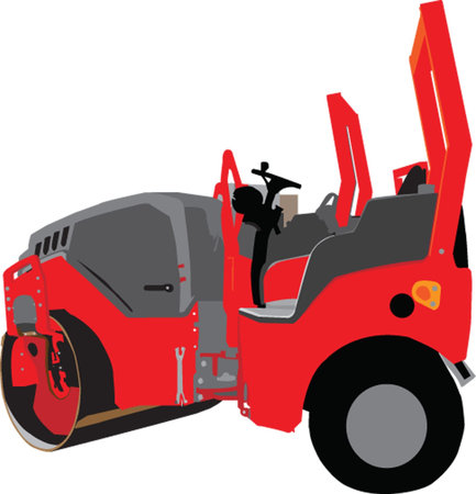 Road-roller pressing new asphalt 