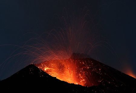 Crater after an eruption Volcano Stromboli