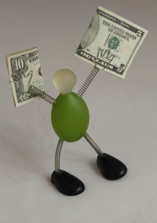Men with money keeping US Dollar in the handsの写真素材
