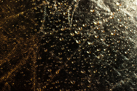 Large drops of water on a yellow orange background
