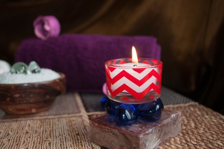 Set for Spa treatments and wax candlesの写真素材