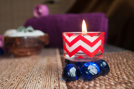 Set for Spa treatments and wax candlesの写真素材