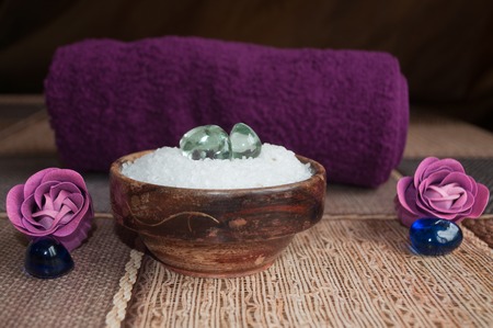 Set for Spa treatments and wax candlesの写真素材