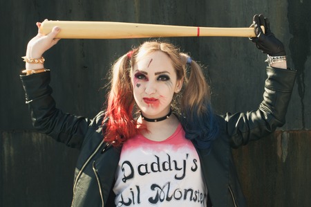 UFA, RUSSIA - March 31, 2016: Cosplayer girl in a Harley Quinn costumeのeditorial素材