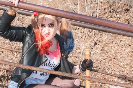 UFA, RUSSIA - March 31, 2016: Cosplayer girl in a Harley Quinn costumeのeditorial素材