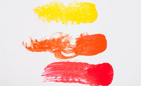 Colorful strokes of acrylic paint on a white background