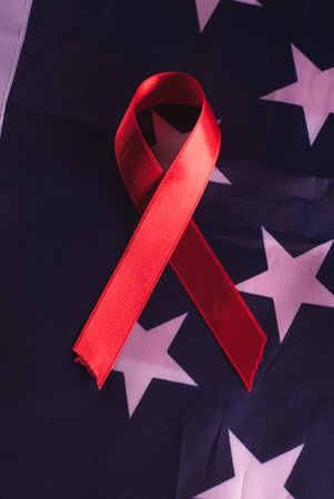 American flag, red ribbon, AIDS, symbols, stars