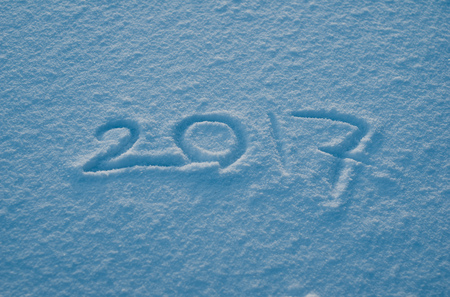 2017 new year's greetings, numbers, snow, happy new year, winter holidaysの写真素材
