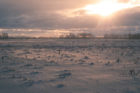 Mysterious winter landscape .In anticipation of the holiday. A dramatic winter scene.の写真素材