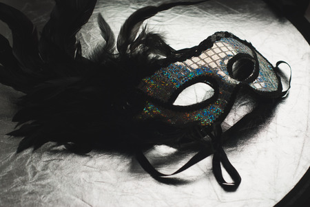 Black carnival mask with feathers,の写真素材