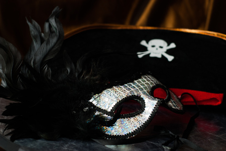 Venetian mask with black feathers,の写真素材
