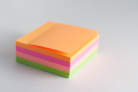 the sticker is reminiscent of the notes and other records, office subject on a light backgroundの写真素材
