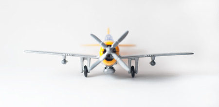 Close up of a toy plane on white background,の写真素材