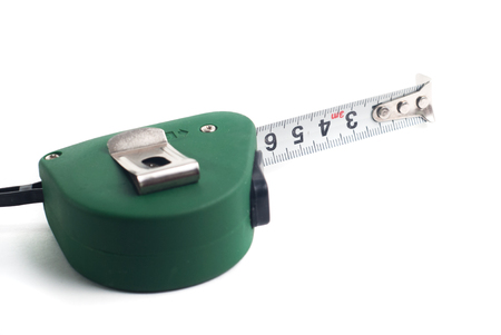 green tape measure isolated on white background repair toolの写真素材