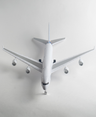 model of a passenger plane on a white background, the prototype of Airbus, children toy, plastic planeの写真素材
