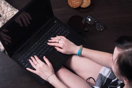 A female blogger.の写真素材