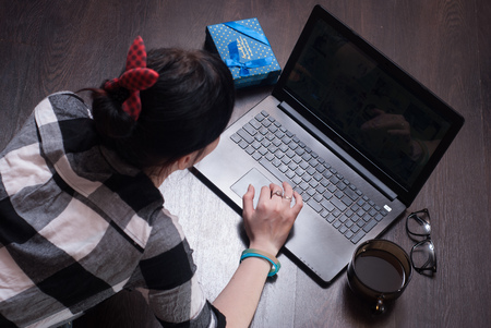 A female blogger.の写真素材