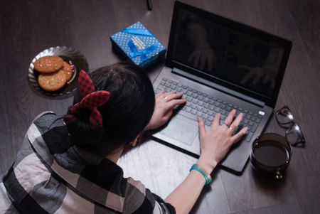 A female blogger.の写真素材