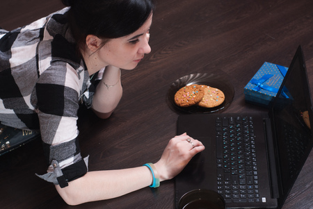 A female blogger.の写真素材