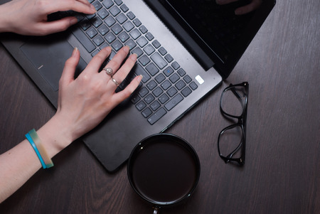 A female blogger.の写真素材