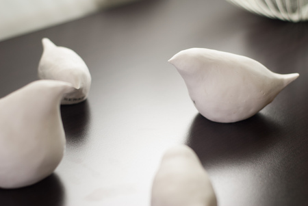 Clay figurines in the form of birds, decorative item for home, minimalist styleの写真素材