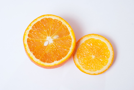 slice of Orange isolated on white background, citrus fruit,の写真素材