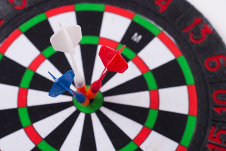 three Darts in the target concept, the goal of a business centerの写真素材