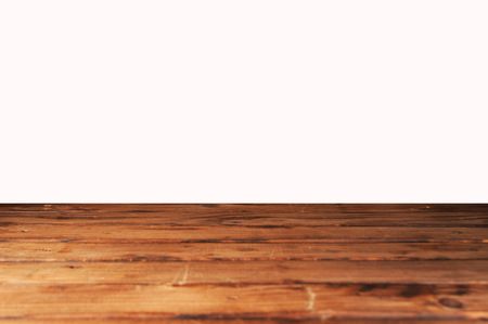Empty wooden table with white background, wood topの写真素材