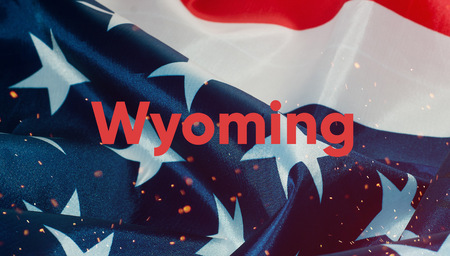 the text of Wyoming, flag of the United States of Americaの写真素材