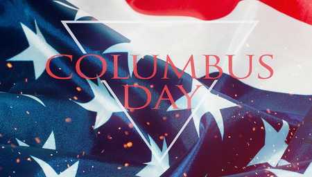 The flag of the United States of America in close-up, contrast of texture, sparkleの写真素材