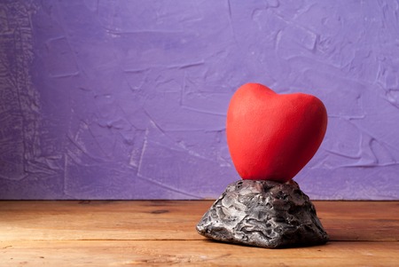 Red heart, concept of love and relationship, heart of stoneの写真素材