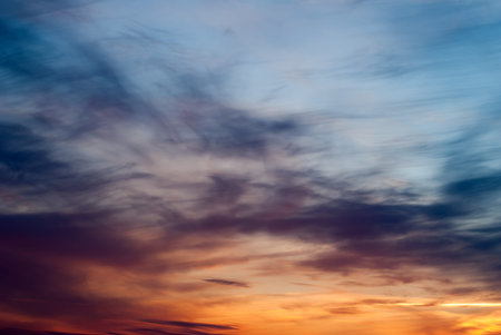 Dramatic sky at sunset, beautiful bright clouds, sky background