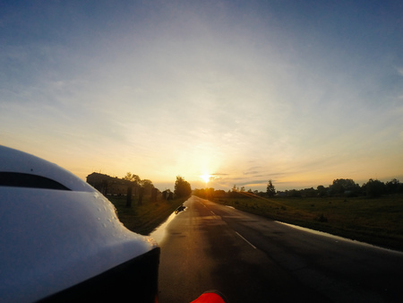sunset behind the cyclist,の写真素材