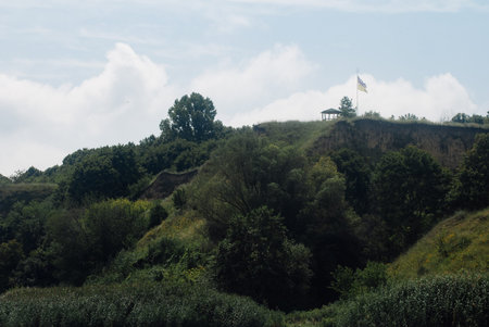 Ukrainian flag on the mountain,