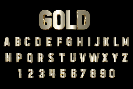Gold font, metal letters from a to Z.の写真素材