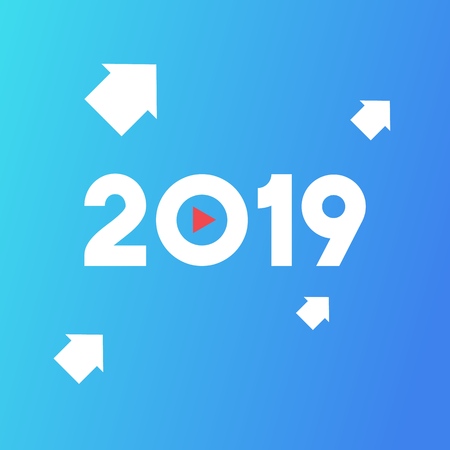 New year 2019, growth and development concept, play button,の写真素材